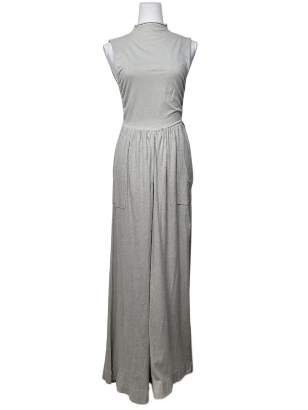FP Beach Dream Sleeveless Beige High-Neck Jumpsuit, Keyhole Back, Sz XS
